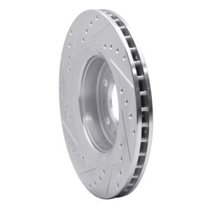 Volvo C70 Brake Rotor (1) - Front Right - R1 Concepts - Drilled & Slotted - Silver - `98-`04